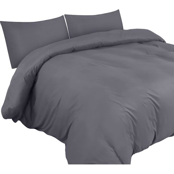 Sengesett Dynetrekk 220x240 cm med 2 Putesett 50x75 cm (Grå) - Sengesett 220 x 240 cm - Mykt Børstet Mikrofiber Dynetrekksett