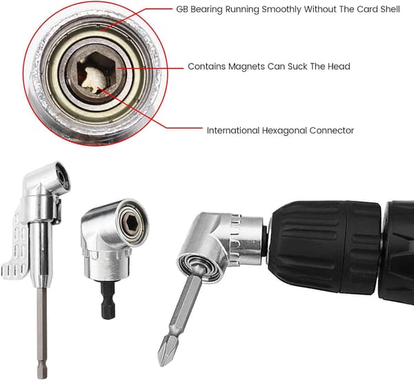 Høyrevinklet drillbit, 105° 1/4\" sekskantskaft for drill 2 stk