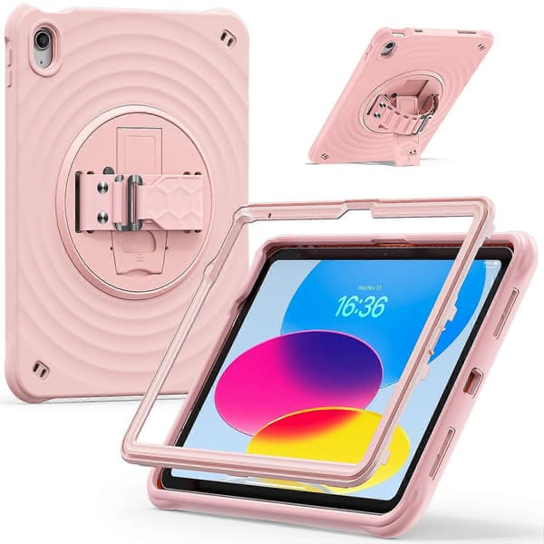Fodral med Ställ för iPad 10.9 (2022) TPU+PC+Silikon Tablet Skydd - Rosa
