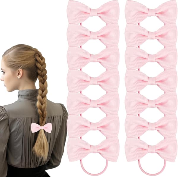 20 stk. lyserosa hårtilbehør - elastiske hårbånd og fletter - for barn og kvinner Light Pink