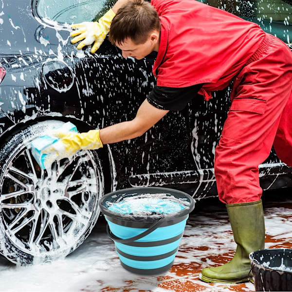 10L Taitettava ämpäri, Taitettava muovisanko, Kannettava kalastussanko matkustamiseen, autoon, leirintään, matkailuautoon (sininen)