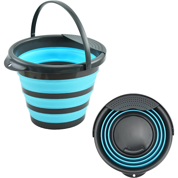 10L Fällbar Hink, Fällbar Plast Hink, Bärbar Fiske Hink för Resor, Bil, Camping, Husbil (Blå)