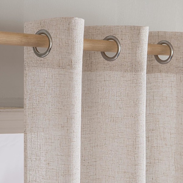 Set med 2 Genomskinliga Gardiner med Öglor, Gardiner för Två Balkongdörrar, Gardiner för Vardagsrum Sovrum, 241x132cm (HxB) Negro