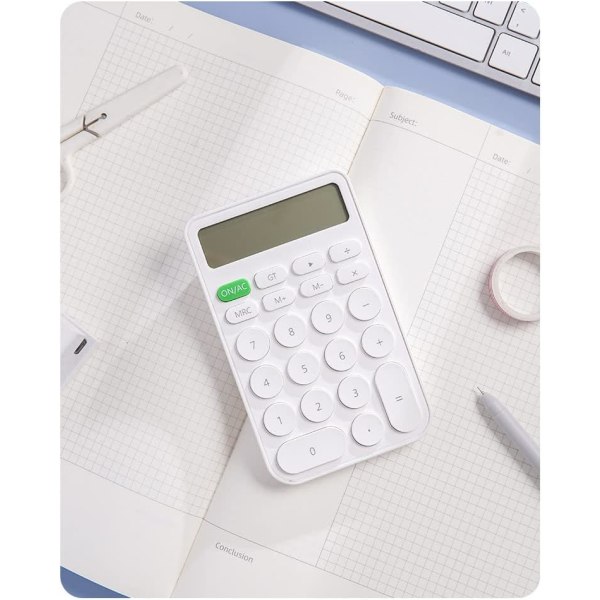 Standard lommeregner 12 cifre med stort LCD-display og runde knapper