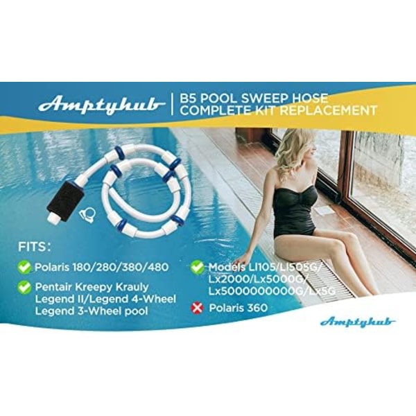 Ersättning B5 Auto Sweep Hose för Zodiac Polaris 180 280 380 480 Pool Cleaner Komplett B5 B-5 Sweep Hose
