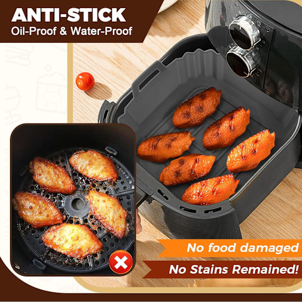 Silikon Air Fryer Liners 3-7L, Återanvändbara Air Fryer Tillbehör Livsmedelsgodkänd Silikon Fettbeständig Airfryer Bakplåt Korgställ