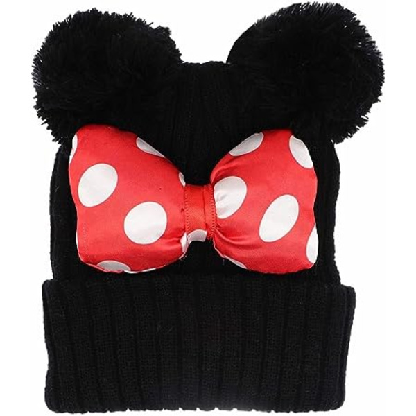 Vintermössa för små flickor med pompom, varm stickad babyhatt