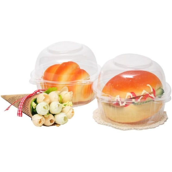 50 stycken PE Material Plast Enkel Individuell Cupcake Muffin Dome Hållare Lådor Lådor Koppar Pods