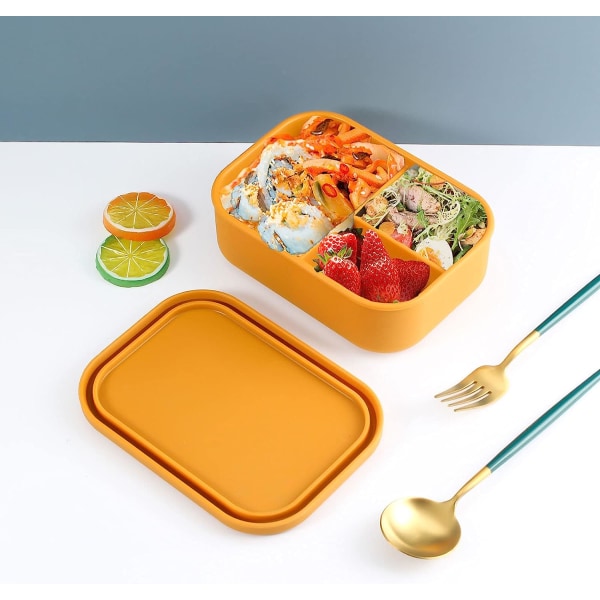 Silikon Bento Lunchbox för vuxna, SHUCHNEGMAOYI läckagesäker salladslunchbehållare med 3 fack