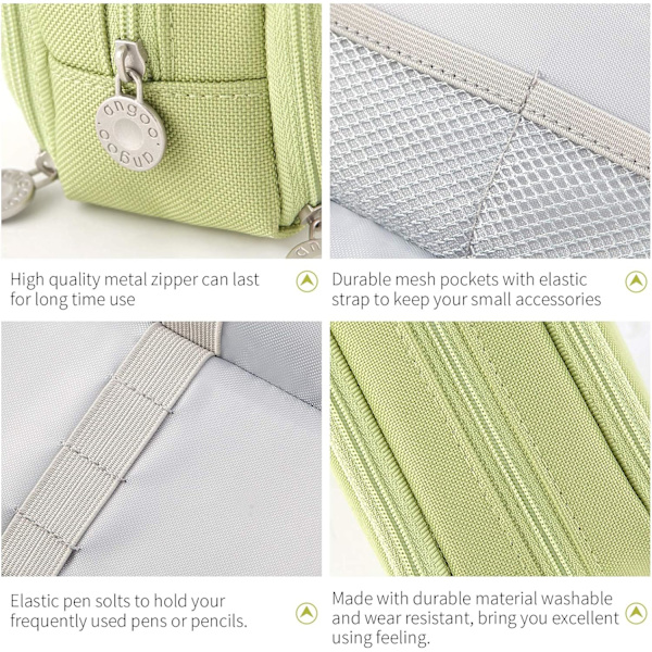 Etui med stor kapacitet, 3 rum, pennepose til skoleteenagere Green 8.46*2.76*3.54in