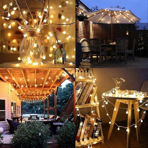 100 LED Lyslenke med 8 Moduser og Fjernkontroll (Varmhvit)