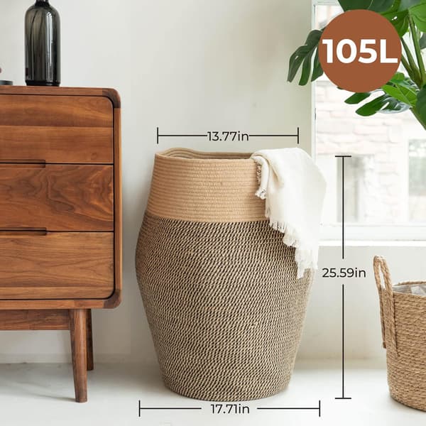 Stor Modern Flätat Juteroppe Tvätthållare för Smutstvätt