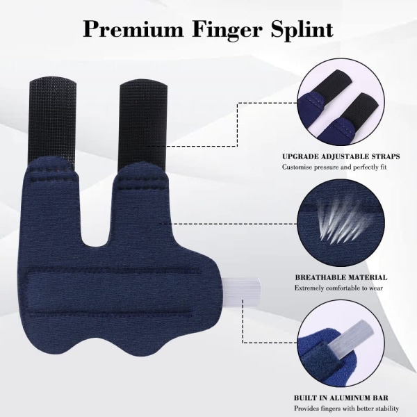 2 fingerstödsfästen med justerbara remmar, fingerstabilisatorer med inbyggt stålplåtsstöd för artritlindring trigger fingerskenor