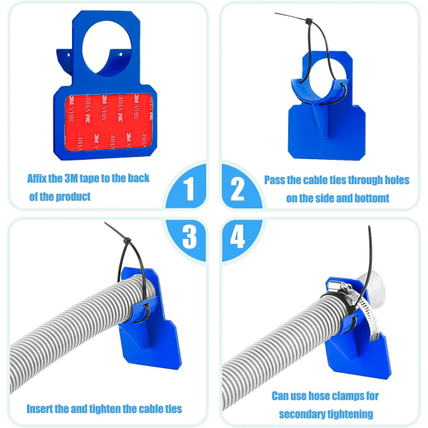 Set med 2 pool slangstöd, pooladapter, blå pooltillbehör, för poolslangar inom 38 mm