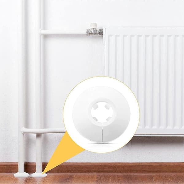 Plastrørskraver til radiatorrør, 4 stk., til 15 mm rør, hvid
