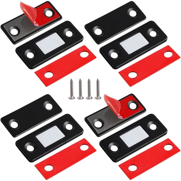 4-pack smala skåpdörrmagneter, självhäftande lådmagneter, skåpslås, magnetiska snäpplås