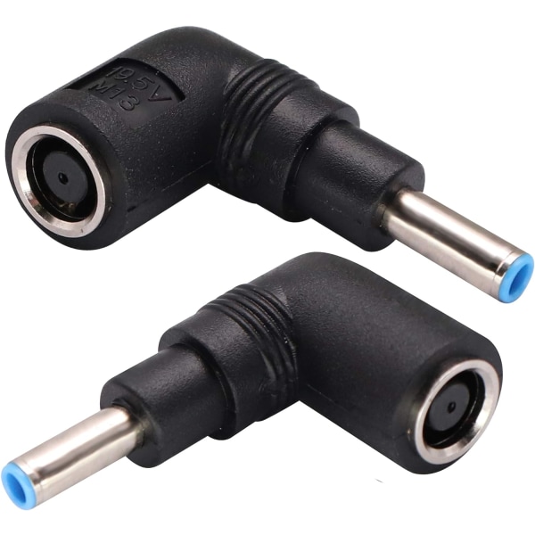 90 graders bärbar dator nätadapter 90 graders DC 7,4 mm x 5,0 mm hona till 4,5 mm x 3,0 mm hane strömomvandlare för notebook adapter ersättning (2-pack)