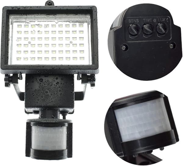 60 LED Solcellsdriven Spotlight IP44 Solcellsvägglampa Strålkastare med Rörelsesensor Utomhusbelysning [Energiklass A+++]