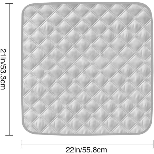 2-pack ultratvättbar sittdyna (21 x 22 tum) för inkontinens - skydd för seniorer, vuxna, barn eller husdjursunderlägg (grå)