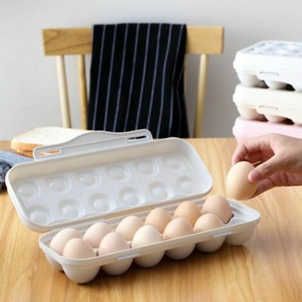 Egg Oppbevaringsboks, 2 Egg Kartong Kjøleskap, Plast Egg Kartong, Eggbrett for Kjøleskap, 12 Egg Oppbevaringsboks