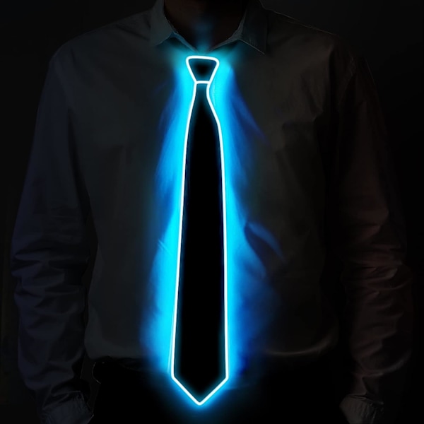 Lysende slips, LED lysende slips for menn med strømkabel, justerbare lysende slips, kostymetilbehør for fest, bar, skole. (blå)