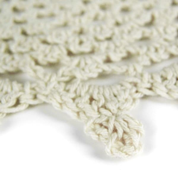 Virkade bomullsunderlägg i spets, 4-pack, beige, nät, ca 12-14 cm runda