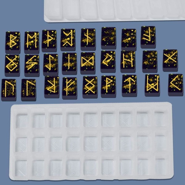 2 set Resin Moulds, Fine Good Rune Stone Mould Resin Casting Kit Silicone Moulds for Resin Casting Epoxy Resin Mold for Jewellery Making