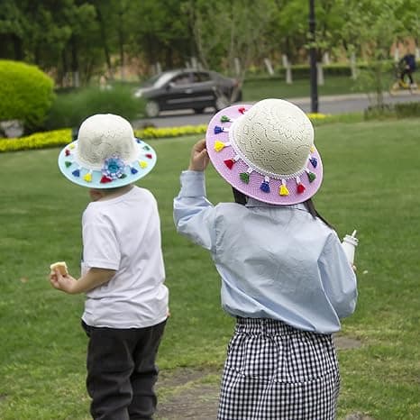 Sommerhatt i strå med sløyfe til små jenter