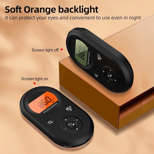Personlig lommeradio AM/FM bærbar oppladbar transistor Walkman-radio med optimal mottak og lang batterilevetid