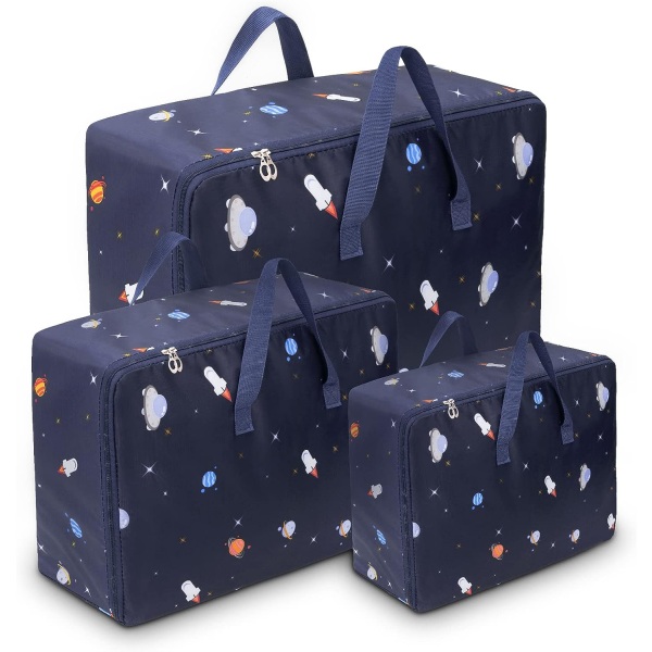 Klesoppbevaringsposer med håndtak og glidelås, 3 stk reiseflytteposer for klær, puter, tepper, fuktsikre bagasjerom, robuste, luktfrie