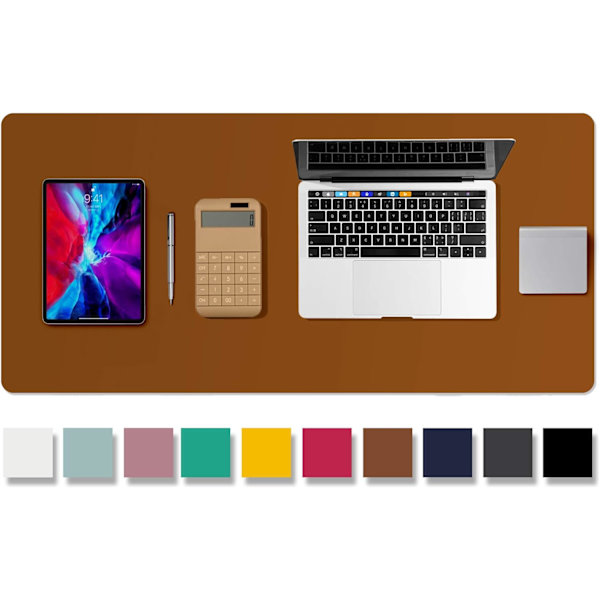 Læder Skrivebordsunderlag, Skridsikker PU Læder Skrivebordsunderlag, Laptop Skrivebordsunderlag, Vandafvisende Skrivebordsunderlag til Kontor og Hjem Brown 36" x 17"
