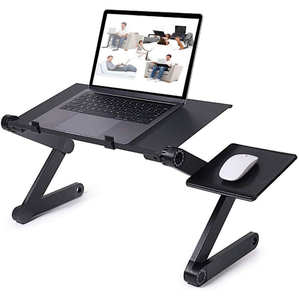 Laptop Stand, Foldbart Sengbord - 360° Justerbar Holder, til Laptop Bog (Sort)