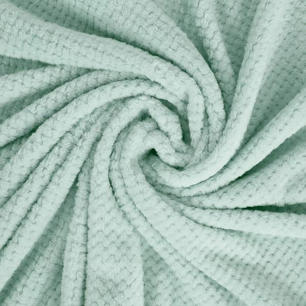 Flannel tæppe, 127x178 CM blødt sofa tæppe, vaffel fleece tæppe til sofa, mintgrønt tæppe