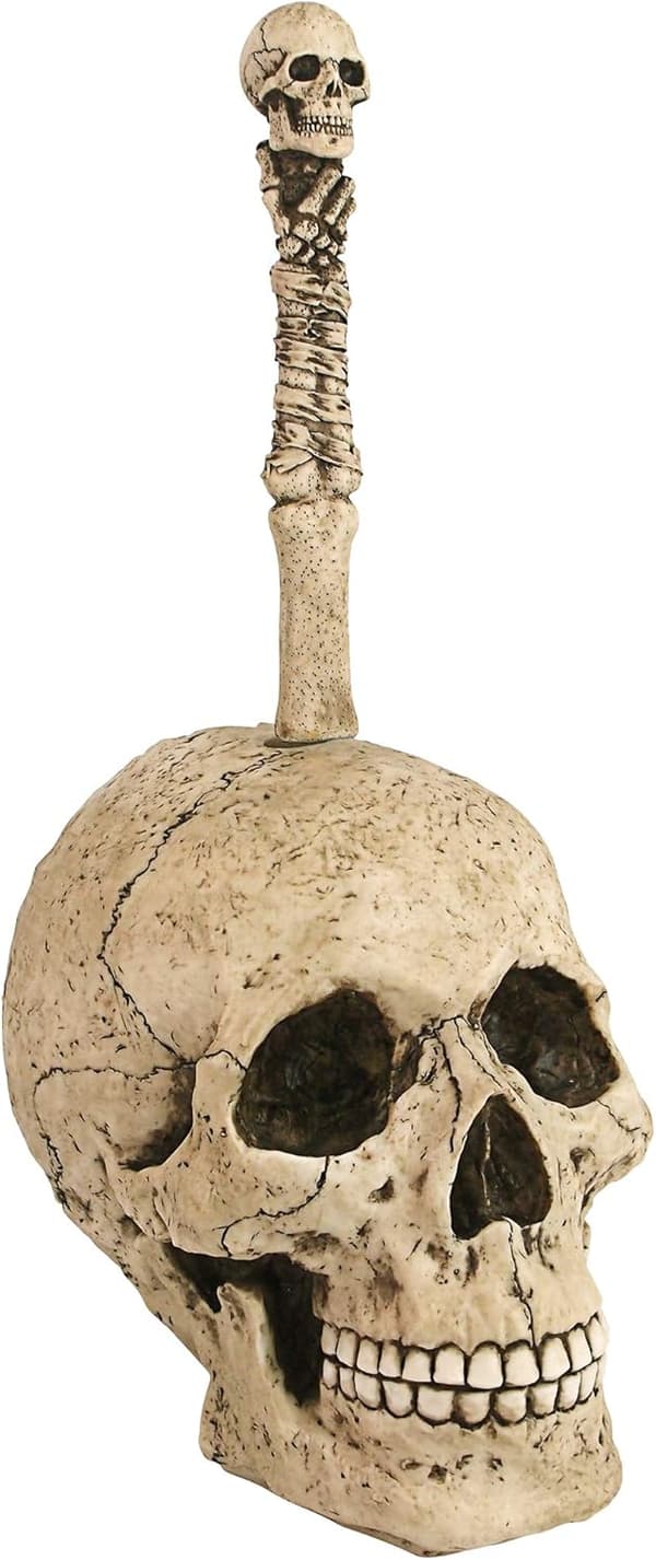 Skelett Gotisk Badrumsdekor Toalettborste Set, Polyresin