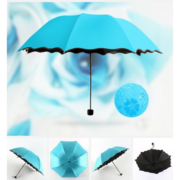 Dame Parasol Paraply UV-beskyttelse for kvinner Parasol Lett Anit-UV Paraplyer for sommer solbeskyttelse Sky Blue