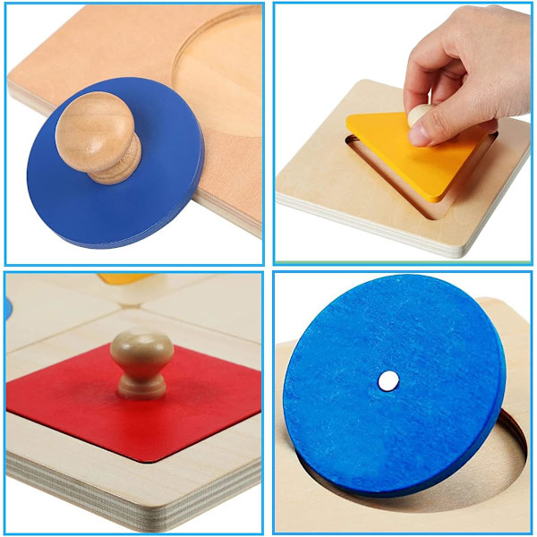 Baby Trä Geometriska Form Pussel, Montessori Färgmatchning Lärande Leksak 1 2 3 4 År GiAt Aor Småbarn Förskola