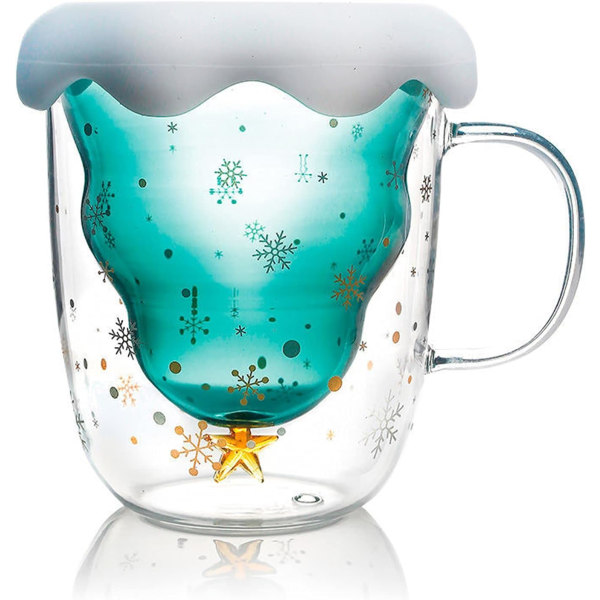 Varmdrycksglas med handtag, dubbel isolering, julfödelsedagspresent
