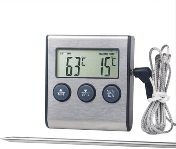 Digitalt kjøkkengrilltermometer LCD, steketermometer med rustfritt stålprobe