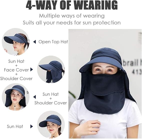 Bredskygget Solhat - Multifunktionel Beskyttende Fiskerhat Navy blue