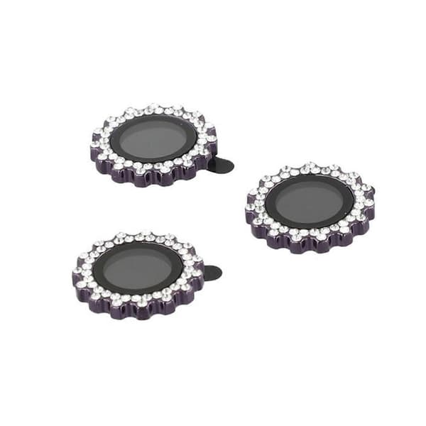 Kameraskydd för iPhone 15 Pro/15 Pro Max, kugghjulsform, strassdekor, härdat glas