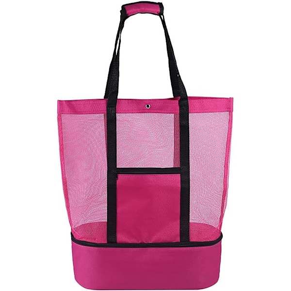 Opbevaringspose Picnic Strandtaske, Dobbelt Mesh Strand Picnic Taske Ispose Isoleringstaske
