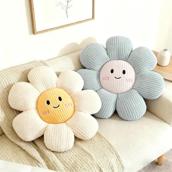 2 stk. Smiley Face Blomsterputeputer Hvit og Gul Gulvpute Sete, Hvit og Blå White and Blue