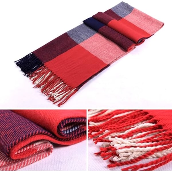 Dametæppe Langt Ternet Tæppe Chunky Oversized Vinter/Varmt Halstørklæde Store Tartan Halstørklæder Wrap Sjal Gaver