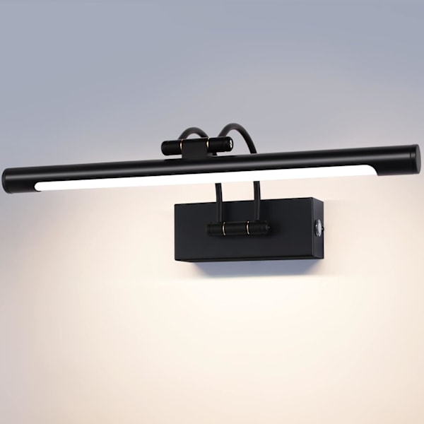Forfengelig vegglampe for baderom over speillys 40 cm 9 W, dimbar 3 fargetemperatur, buearm speilbelysningslampe svart