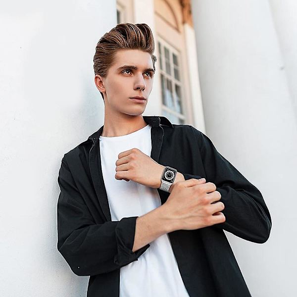 Mesh rustfrit stål magnetisk lukning kompatibel med Apple Watch-rem