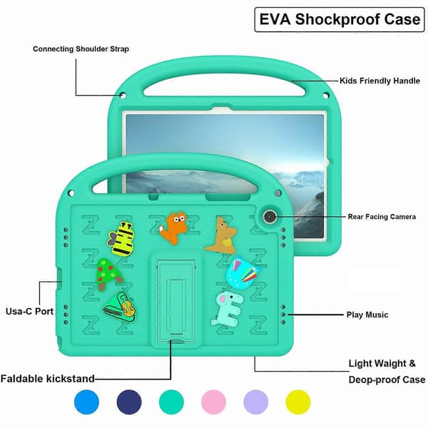 For Samsung Galaxy Tab A9+ Deksel Tegneseriedesign EVA+PC Støtte Tablet Cover med Stropp