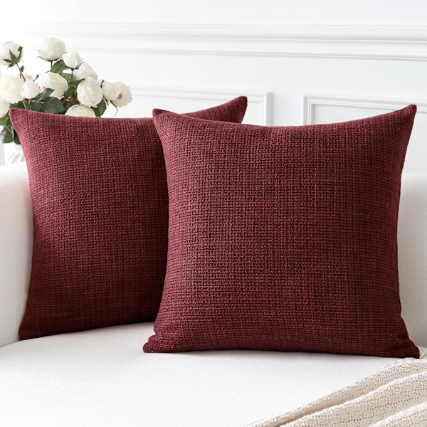 2 kpl tyynynpäällistä, yksivärinen, pellavainen tyynynpäällinen, sohvaan, makuuhuoneeseen, kotiin, 45*45cm wine red