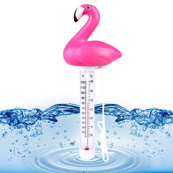 Flytande pooltermometer med bekvämt band, pooltermometer, vattentermometer för pool, badkar, pool och damm (Flamingo)