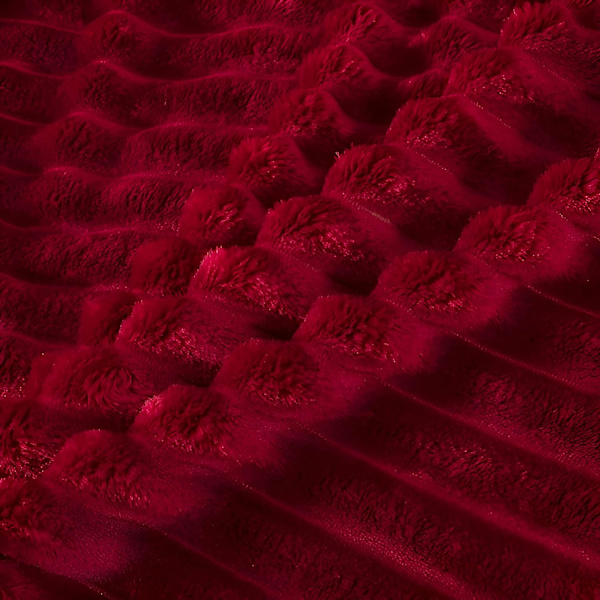 Børstet fleece tæppe, perfekt til sofa og seng, 120*200CM, super blødt og hyggeligt at røre ved, perfekt til at varme op for alle familiemedlemmer (vinrød)