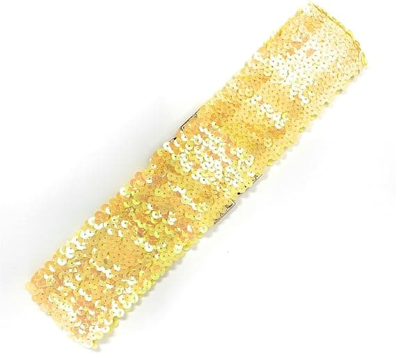 Dame Pailletbælte Med Elastisk Stræk og Guldspænde Taljebånd Korset, Gul Yellow